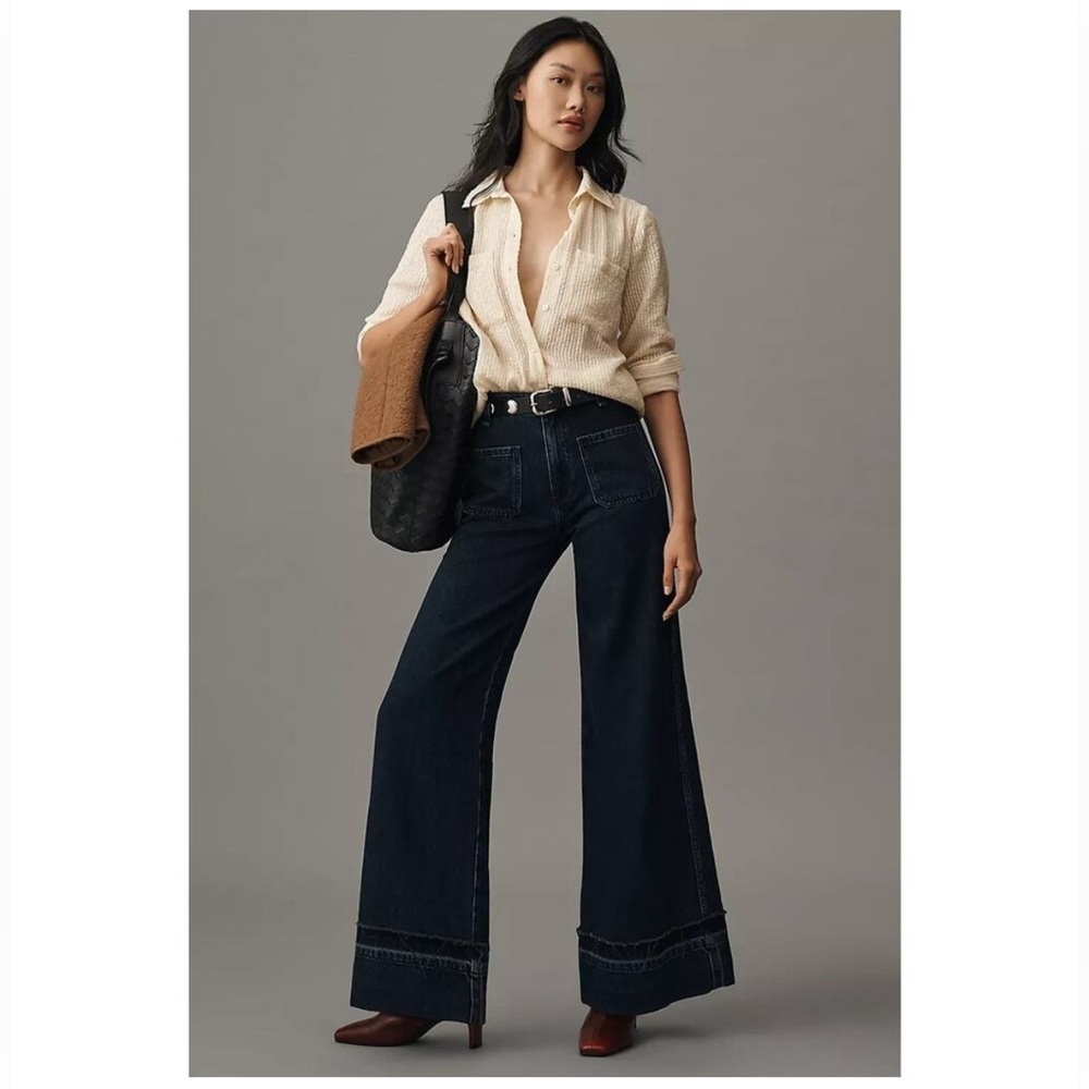 RAG & BONE Marina Wide-Leg Jeans Lightweight Rigid Denim sz 30